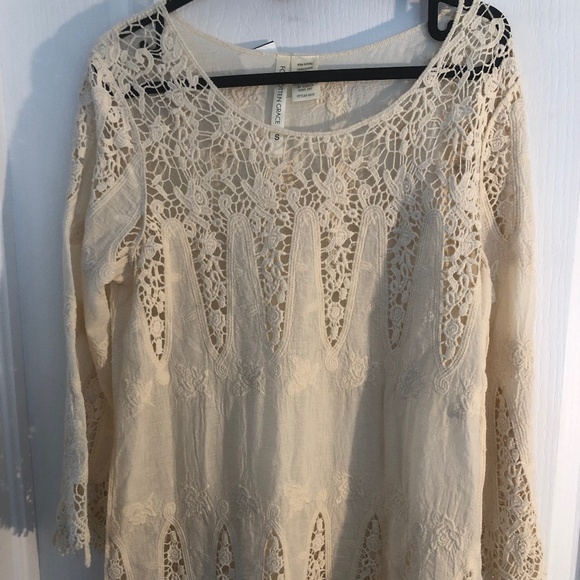 NWT Forgotten Grace Small Cotton Cottagecore Lace Tunic - Picture 1 of 1